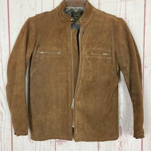Vintage Women’s 11  S M Beau Breed Brown Suede Leather Zip Jacket Made USA Flaws